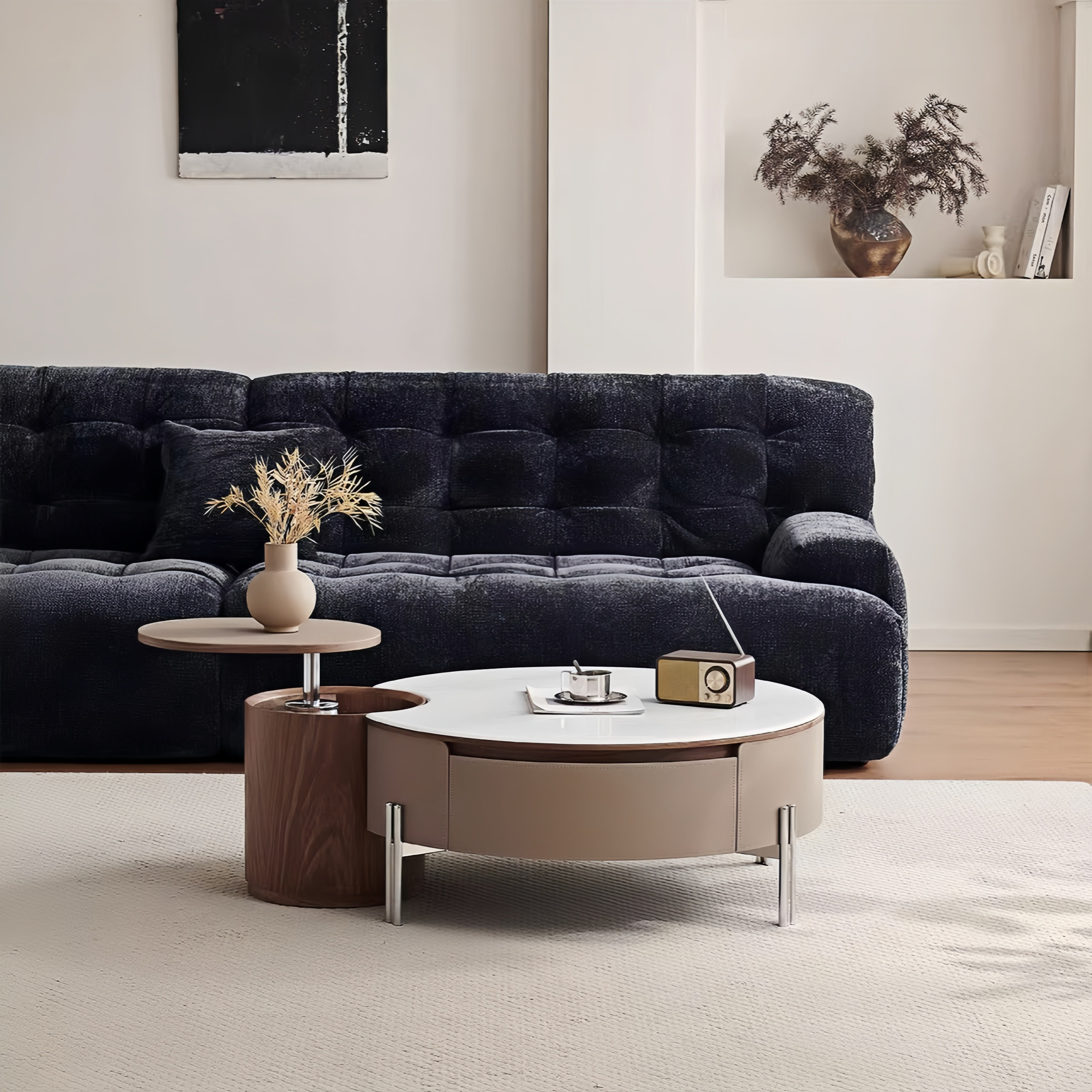 Orren Ellis 47" Lift Top Extendable Coffee Table With Storage Faux ...